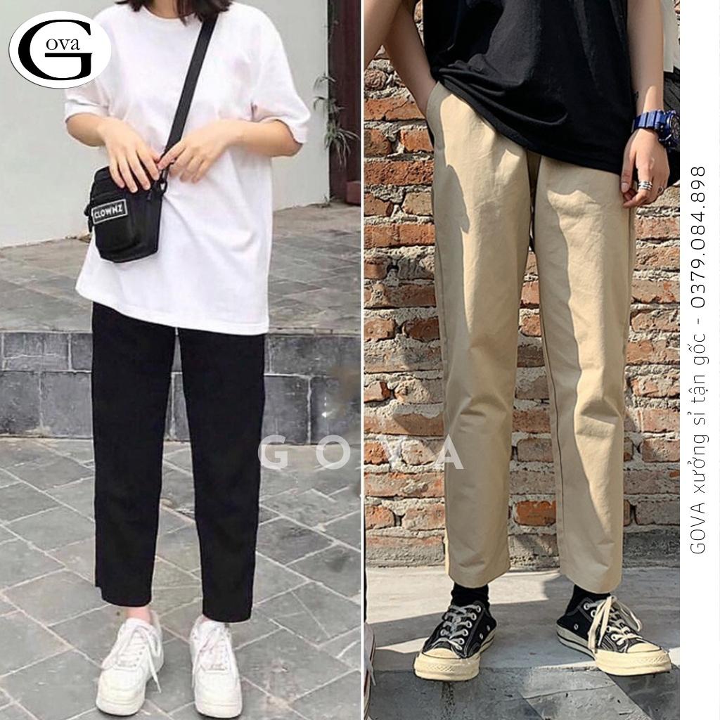 Quần KAKI TRƠN Nam Nữ Unisex Vải Loại 1 Co Giãn, Quần Bagge Kaki Ống Rộng Suông GOVA