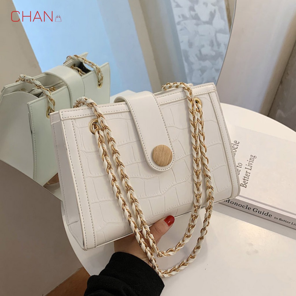 Túi xách nữ style Hàn Quốc cao cấp 2021, màu trắng thanh lịch tinh tế, đi làm và đi chơi