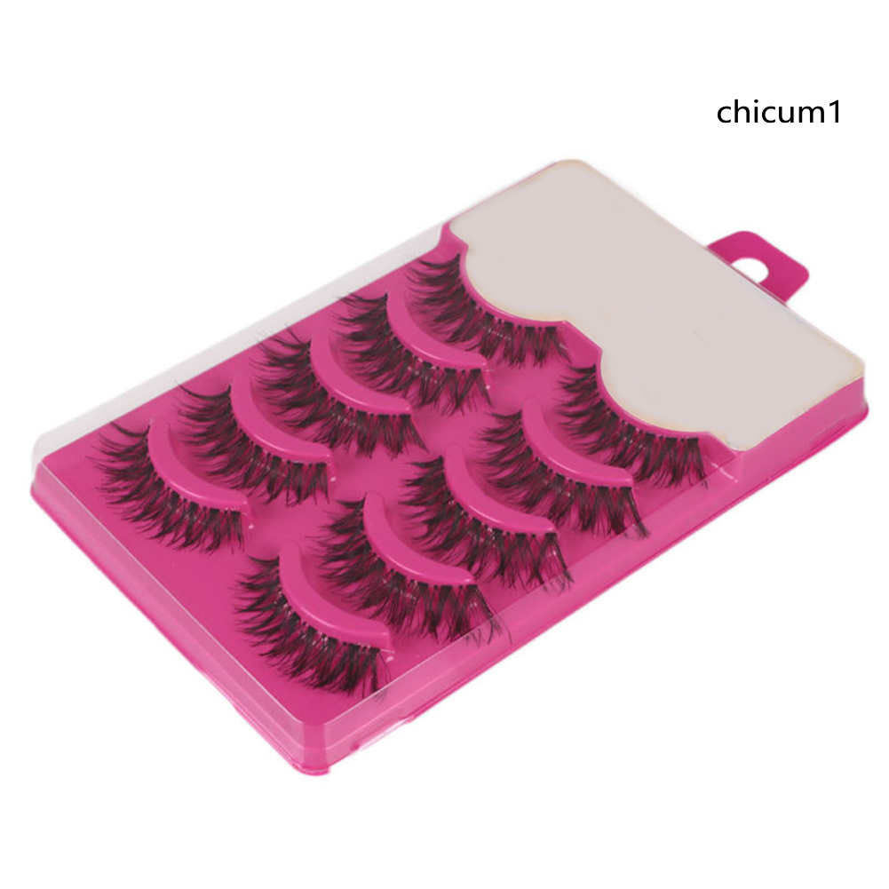 [Hàng mới về] Set 5 cặp lông mi giả cong dài trang điểm chuyên nghiệp tiện dụng