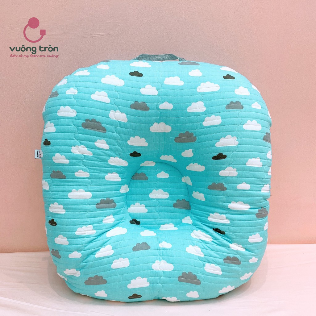 Vỏ gối chống trào ngược cao cấp Vuông Tròn cotton Hàn chần bông, bao gối đẹp an toàn cho bé (chỉ vỏ gối, không ruột)