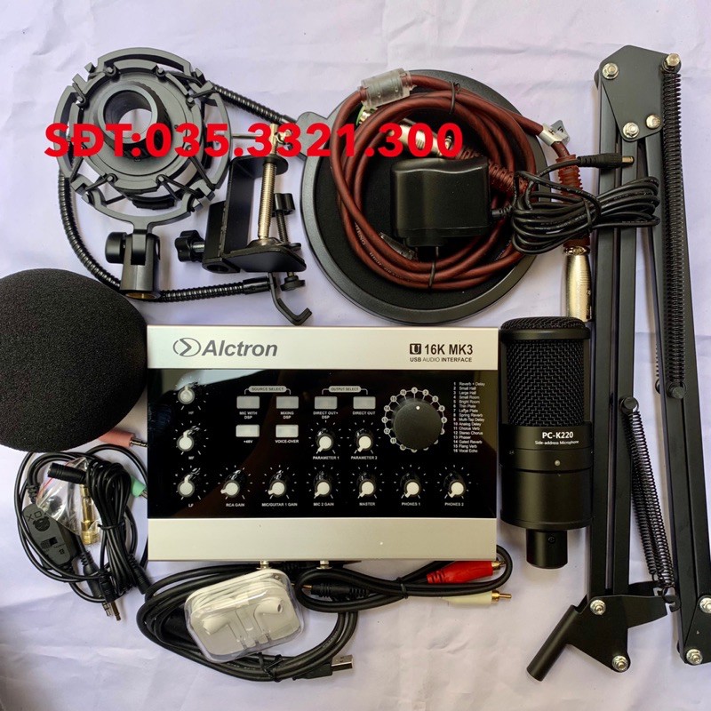 COMBO THU ÂM LIVESTREAM MIC TAKSTAR PC K220mới nhất kèm SOUND CARD U16 MK3 boả hành 1