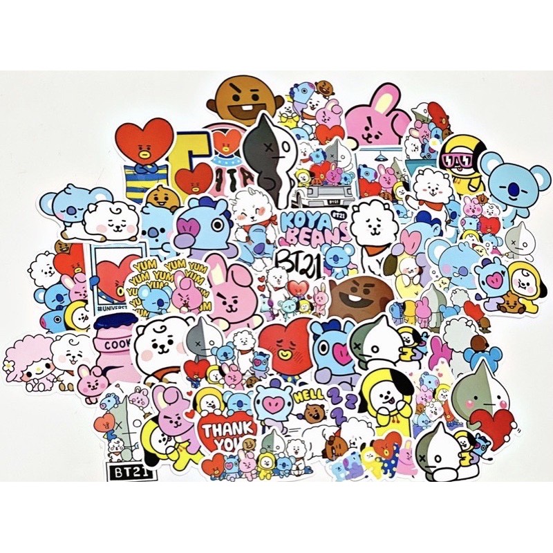 [Set 50 cái] Sticker BT21 chống thấm cao cấp chất lượng