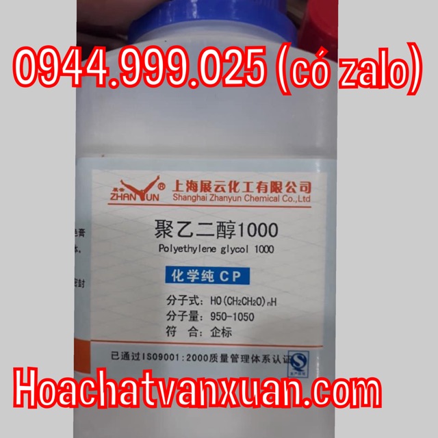 Hóa chất Polyethylene glycol PEG 1000 CAS 25322-68-3 HO(CH2CH2O)nH lọ 500g PEG1000