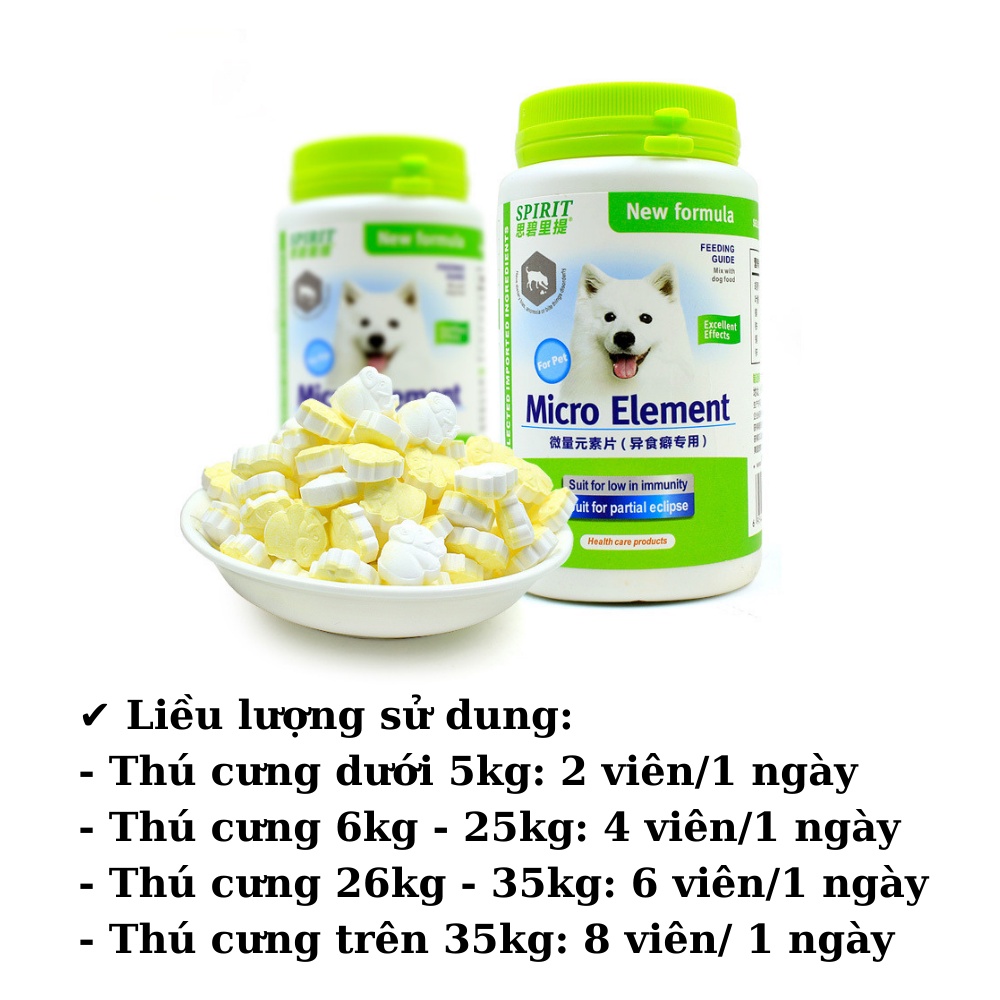 Viên canxi cho chó mèo SPIRIT bổ sung dinh dưỡng vitamin giúp chắc khỏe xương mượt lông