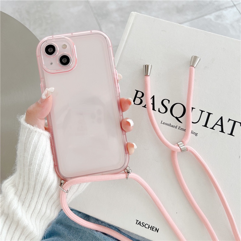 Ốp Điện Thoại Mềm Trong Suốt Chống Sốc Có Dây Đeo Chéo Cho iphone 15promax 14 13 12 11 pro max xs xr x xsmax 7 8 plus 7 8