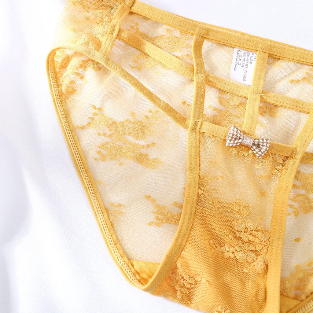 OCEANMAP Quần Lót Cotton Không Đường May Màu Trơn Đính Nơ Thời Trang Cho Nữ