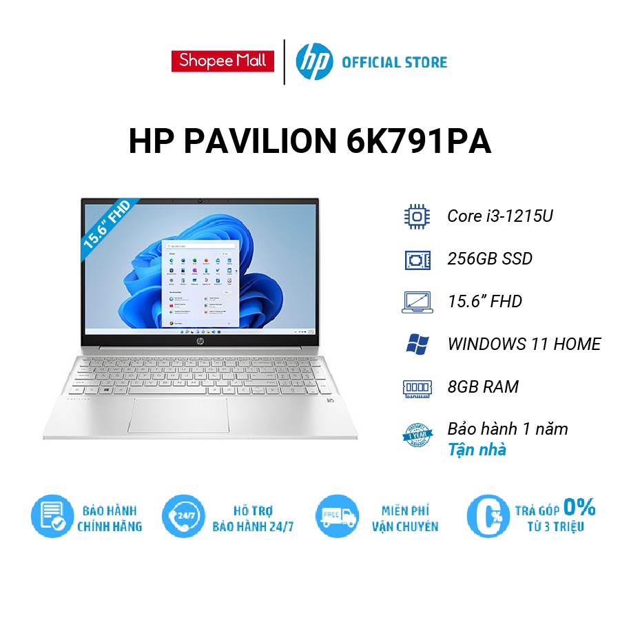 Laptop HP Pavilion 15-EG2063TU 6K791PA |i3-1215U|8GB|256GB SSD |15.6'' FHD| Win10
