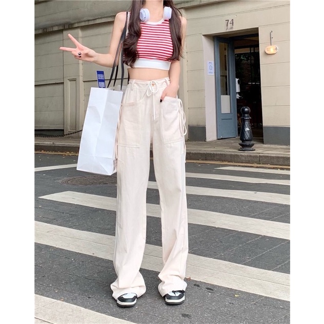 Quần jeans phối dây