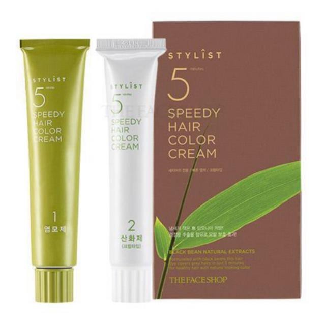 Kem nhuộm tóc màu tự nhiên thơm nhẹ nhàng The Face Shop Stylish 5 Minutes Speedy Hair Color Cream Light Brown