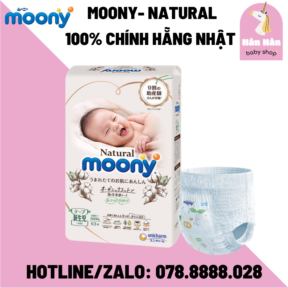 (MOONY NATURAL)Bỉm Tã Dán/Quần Moony Nội Địa Nhật Đủ Size NB63/S58/M46/L38/M46/L38/XL32