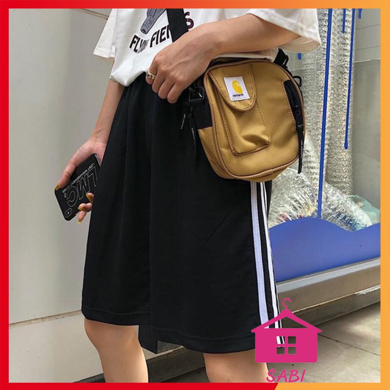 [VIDEO THẬT] Quần đùi nữ 3 sọc cá tính lửng Free size dưới 60kg - Quần short nữ SABI SHOP | BigBuy360 - bigbuy360.vn