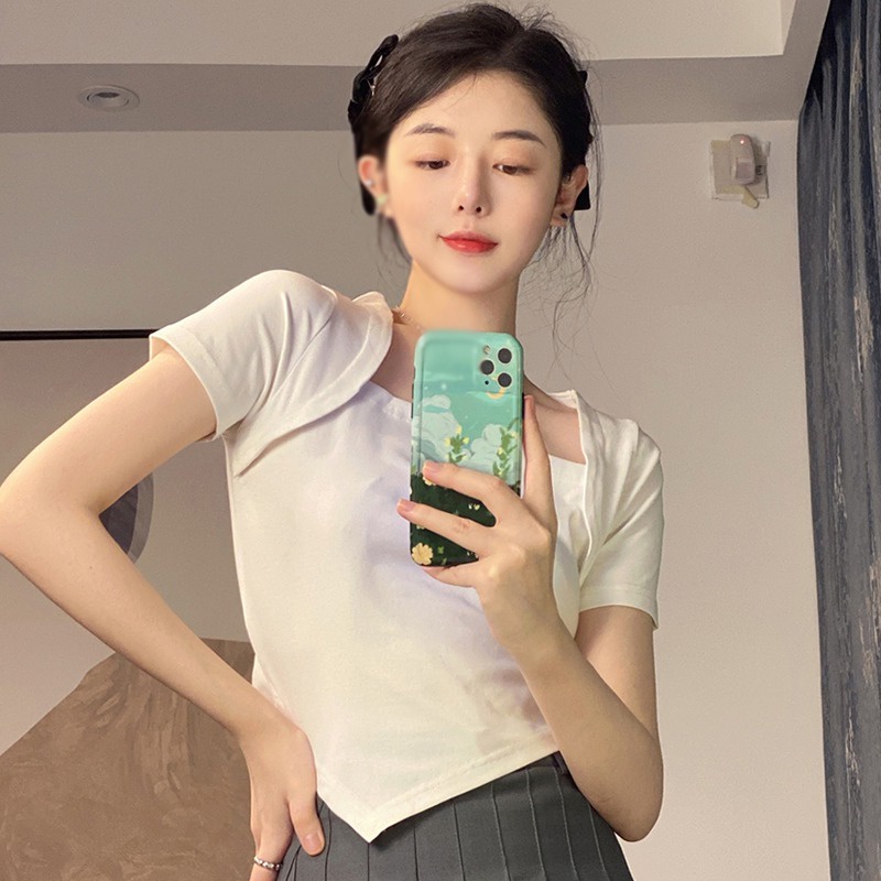 Áo Thun Tay Ngắn Dáng Ôm Thiết Kế Độc Đáo Thời Trang Cho Nữ