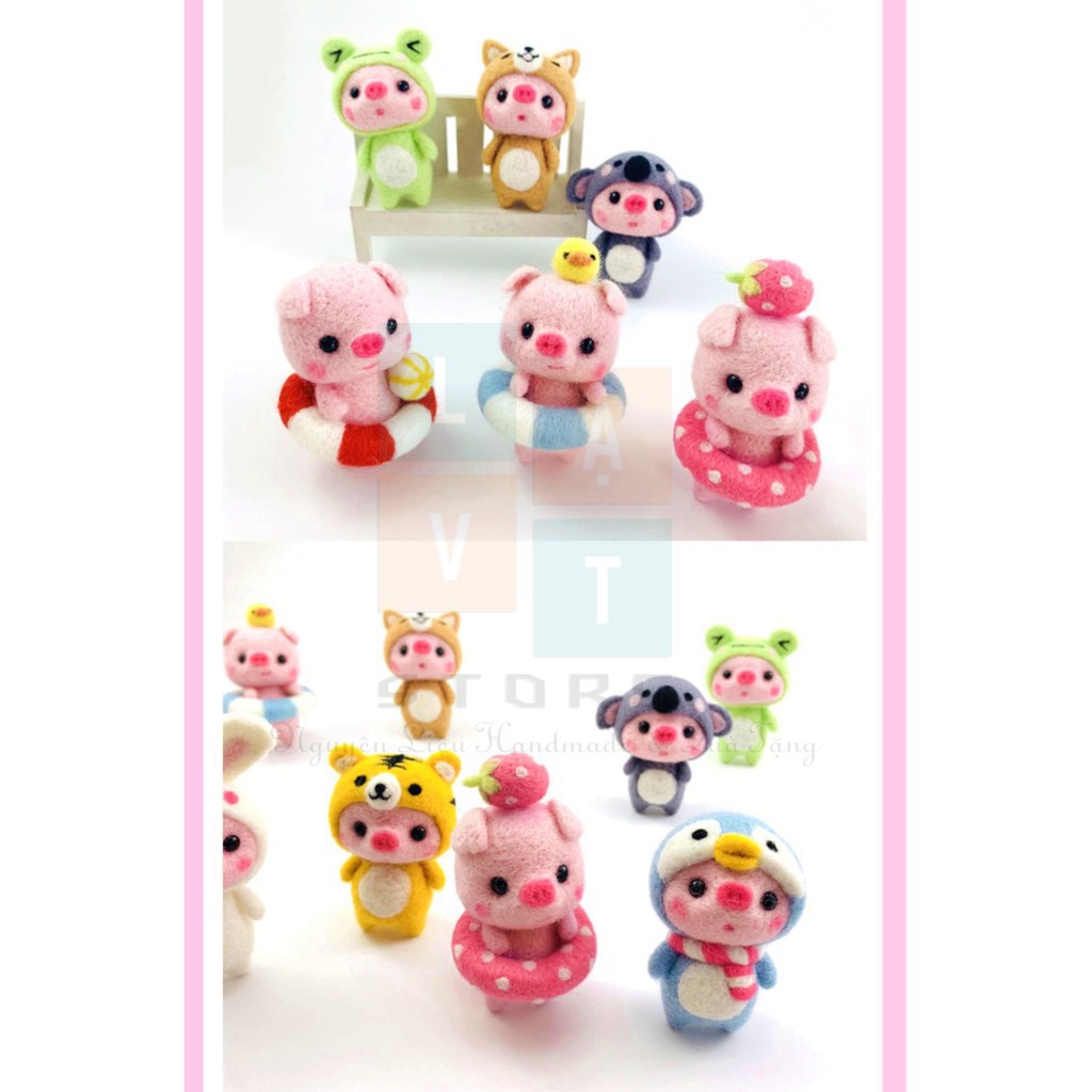 [MỚI] 16 mẫu len chọc Lợn Tắm Biển - Quà tự tay làm, DIYs có hướng dẫn - Needle felting Pig