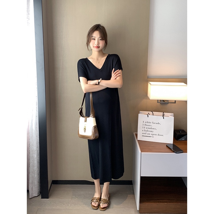 Váy đầm bầu thun lạnh thiết kế công sở, dự tiệc cho mẹ bầu phong cách hàn quốc sang trọng lịch sự mới mùa hè