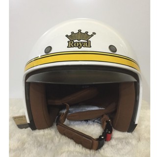 [Xả hàng] Nón bảo hiểm 3/4 Royal M139 mẫu V10 trắng viền chỉ vàng  - kính âm- bảo hành 2 năm
