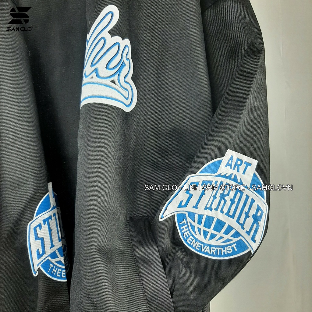 Áo khoác kaki 2 lớp nam nữ SAM CLO - Áo khoác gió bomber phong cách bóng chày form rộng unisex chữ STUDUR