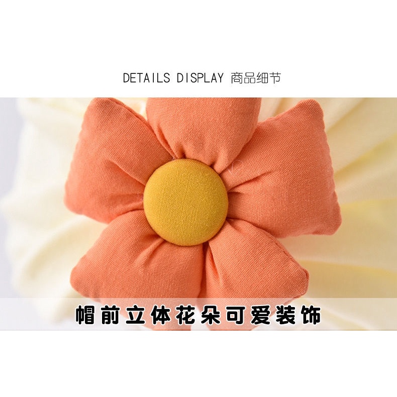 Mũ Trùm Đầu Vải Cotton Mềm Đính Hoa Dễ Thương Cho Bé Gái