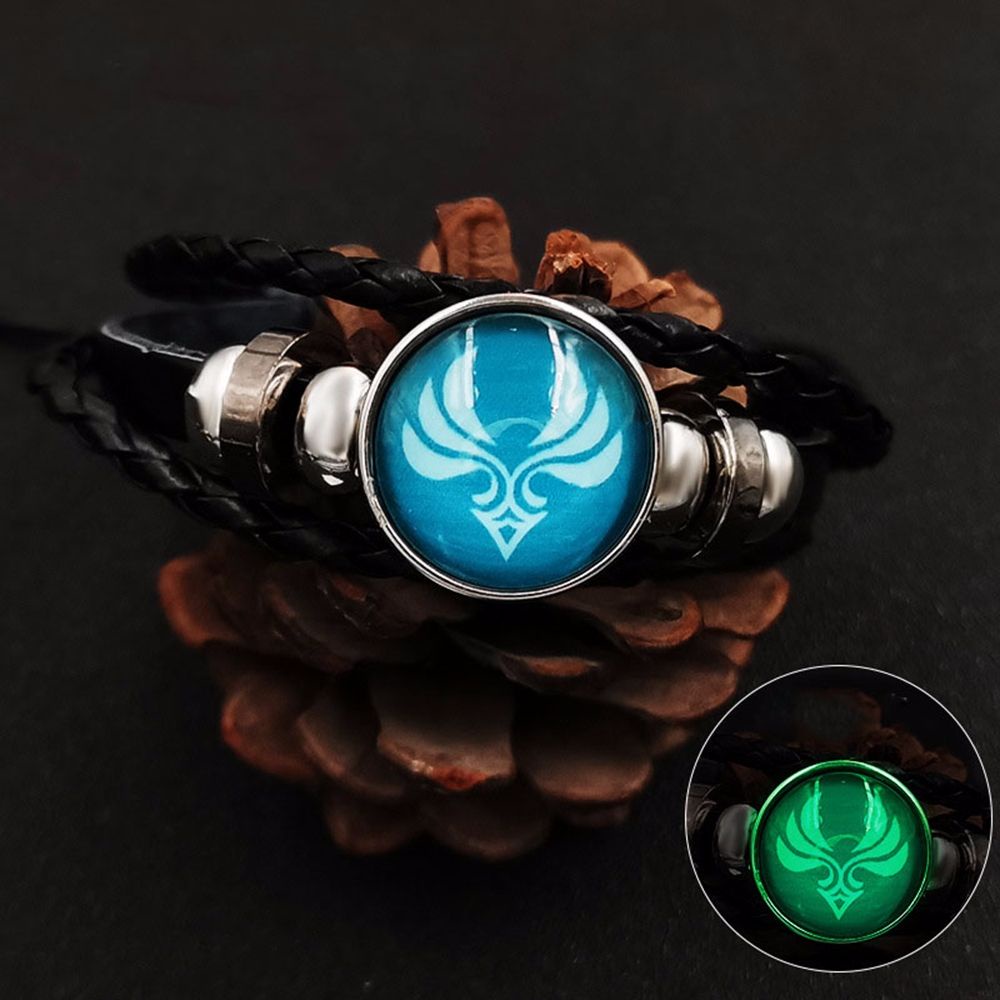 Vòng tay dây da pu hình vision phát sáng game Genshin Impact cá tính