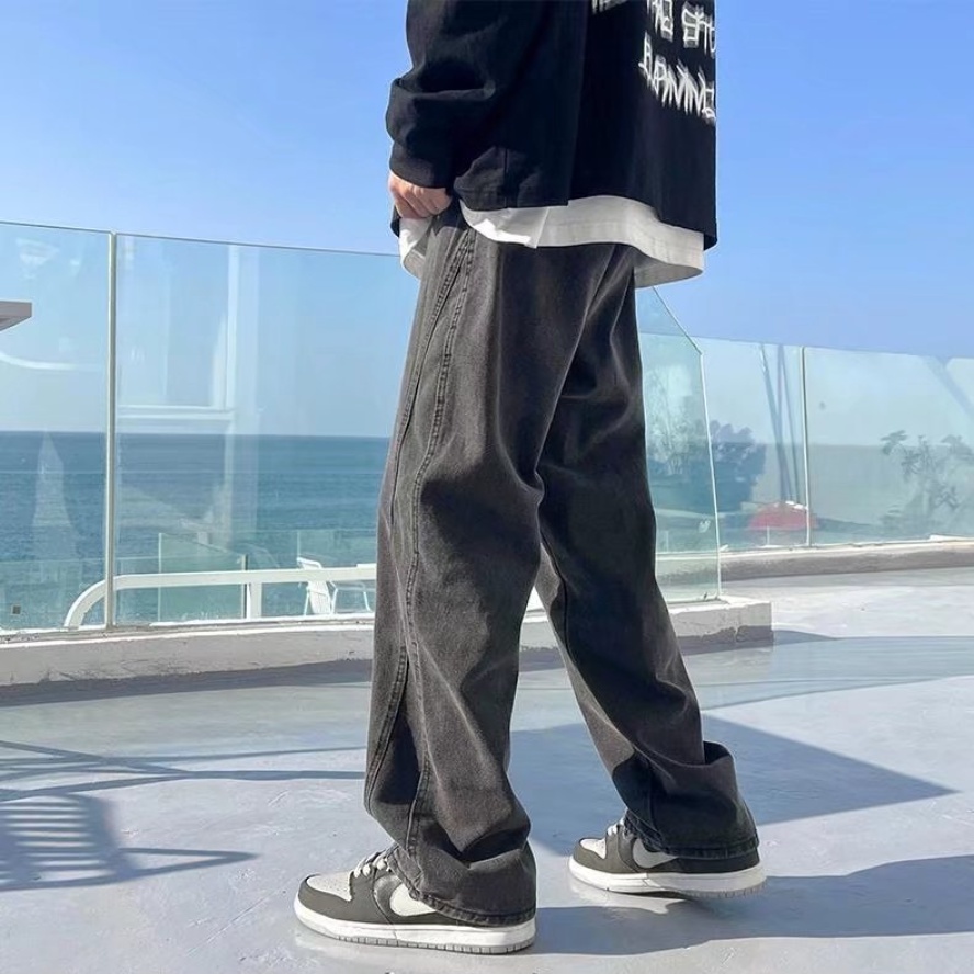 Quần Jean Ống Rộng Thời Trang Hàn Quốc Dành Cho Nam Nữ