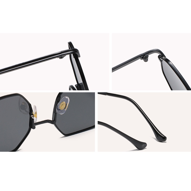 Kính Mát Thời Trang Khung Đa Giác Gọng Kim Loại Kiểu Retro Cho Nữ
