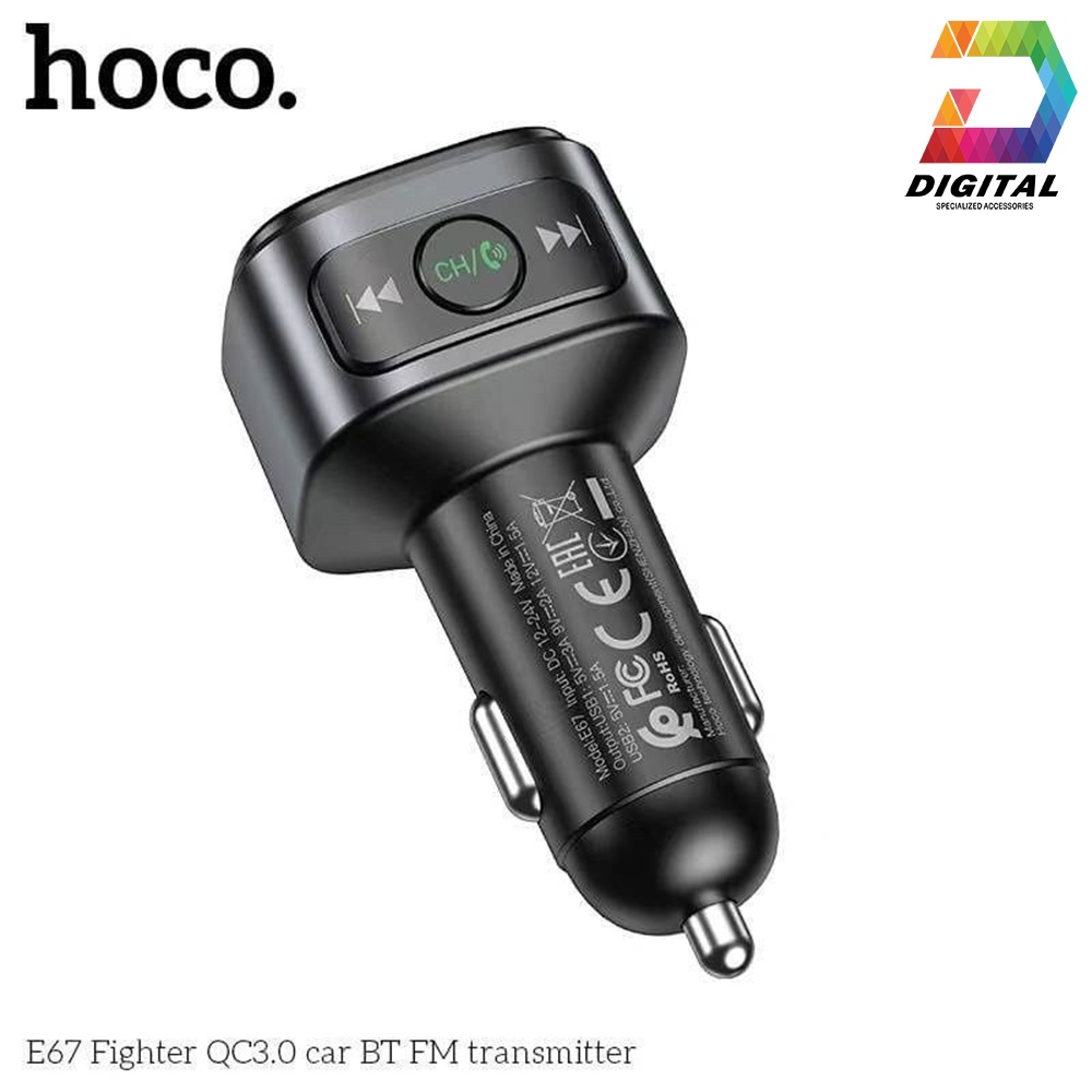 Tẩu Sạc Xe Hơi Đa Năng Hoco E67 Chính Hãng ( Sạc Nhanh 18W, Bluetooth 5.0, USB, TF Card/FM )