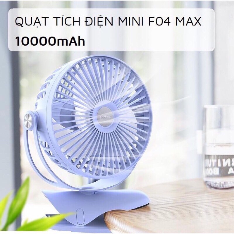 Quạt kẹp Yoobao F04 max với pin 10000mah sử dụng 60h bản nâng cấp quạt yoobao F04