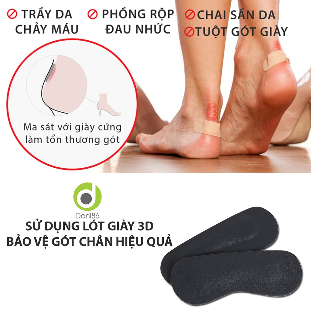 Lót giày 3D da PU chống trầy da gót chân - doni86 - PK159