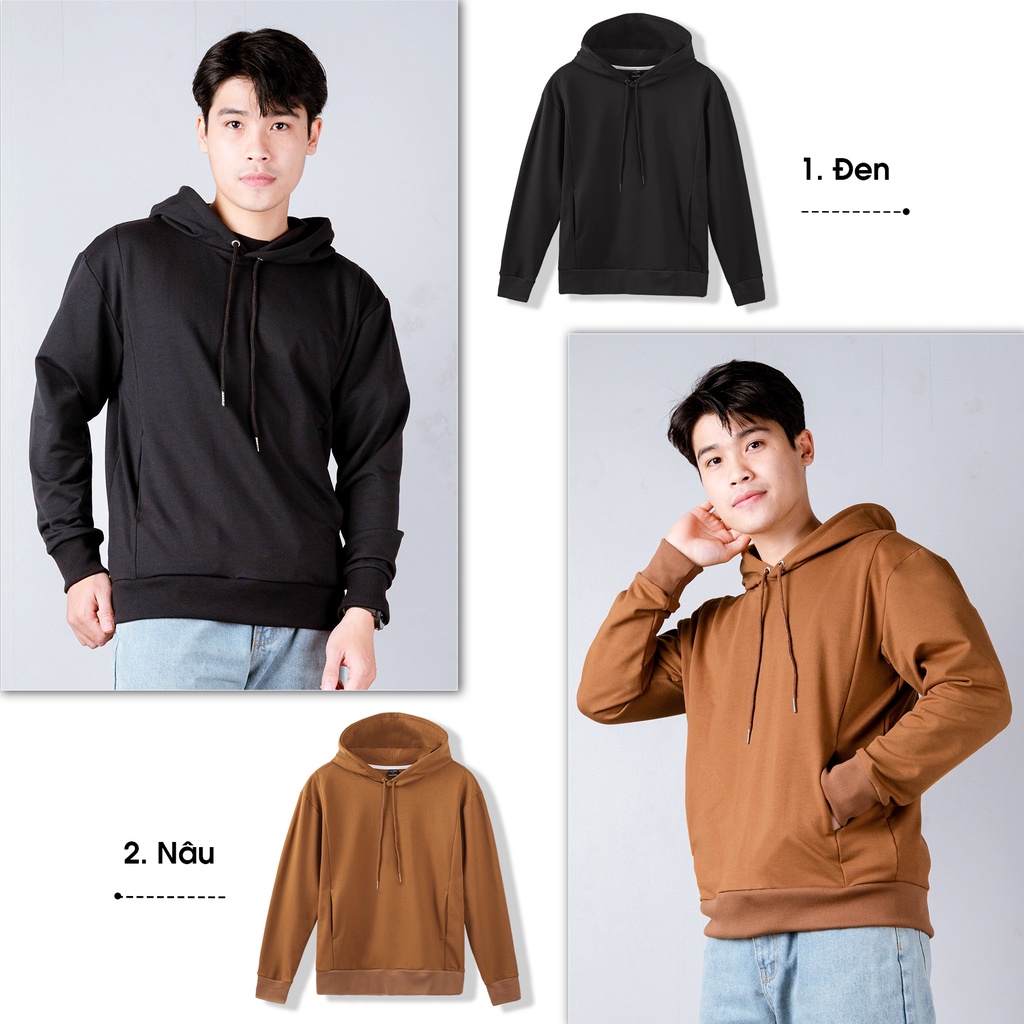 Áo nỉ Hoodie vải da cá trơn THE 1992 3 màu