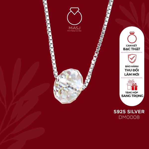 Dây chuyền nữ bạc Ý S925 MiASJ thời trang kèm mặt đá pha lê cao cấp DM0008