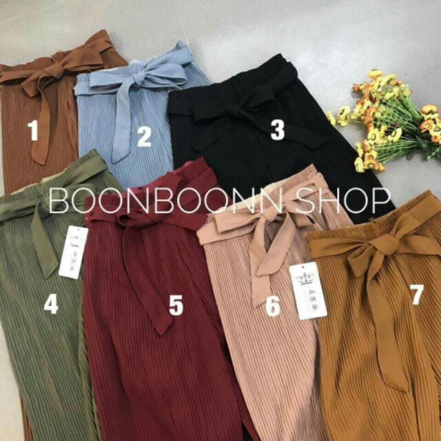 Combo 2 quần dập li ống rộng thắt nơ