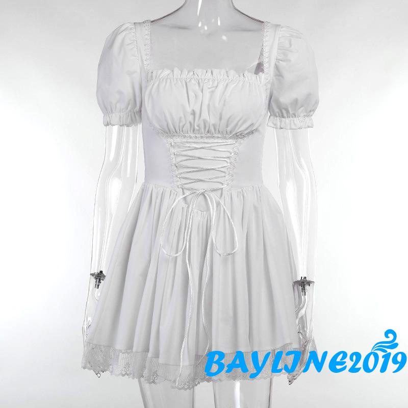 Đầm công chúa tay phồng cột dây eo phong cách nàng tiên bay cổ điển dành cho nữ Y2K 90s