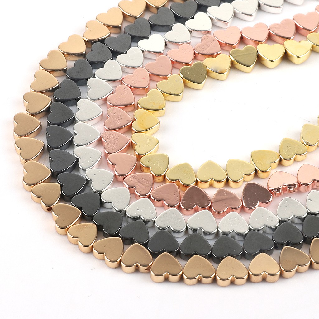 BEADIA Hạt Đá Hematite Hình Trái Tim Dùng Làm Vòng Tay/Trang Sức DIY