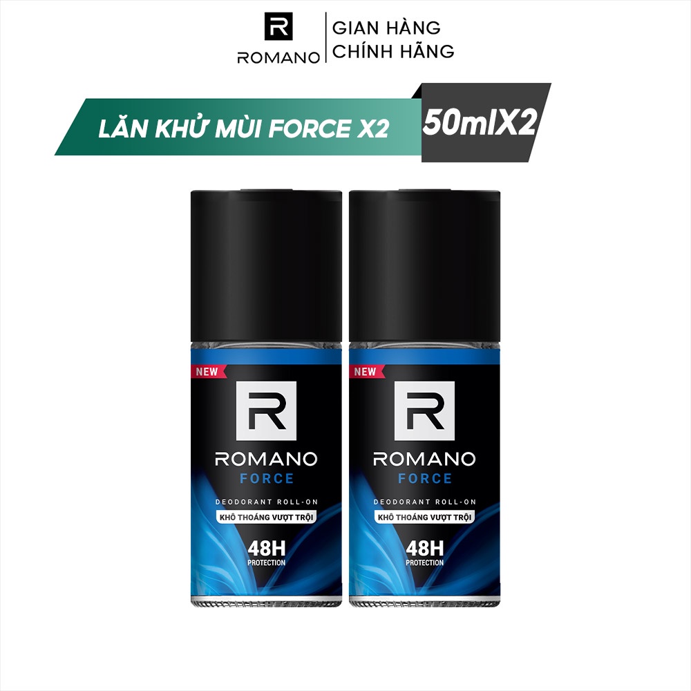 Combo 2 Lăn khử mùi nam Romano kháng khuẩn &amp; khô thoáng cả ngày 50ml/chai