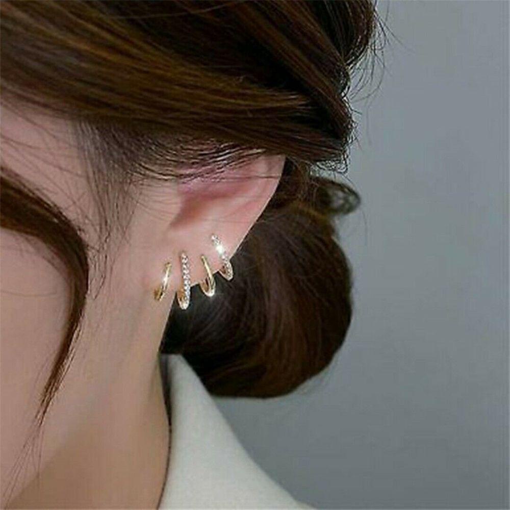 Hoa Hồng 925|Khuyên Tai Thời Trang Xu Hướng|Khuyên Tai Đính Đá Lấp Lánh|Khuyên Tai Thời Trang Phong Cách Thanh Lịch