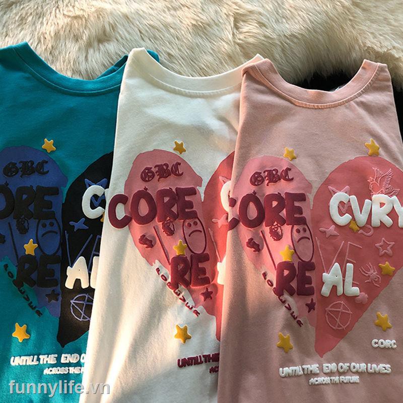 20212-300 kg fat mm love letters oversize short-sleeved t-shirt loose Large size niche design t-shirt women s clothing