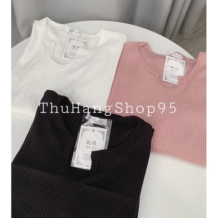 Áo Dài Tay Thu Đông nữ hot năm 2021. Chất Len Xốp dày dặn dáng basic cổ tim