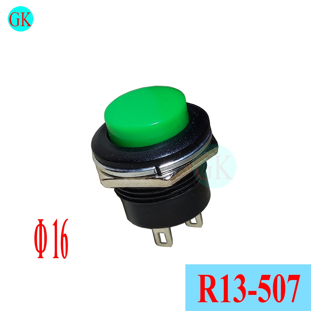 Nút nhấn nhả phi 16 núm xanh R13-507 [K-13-19]