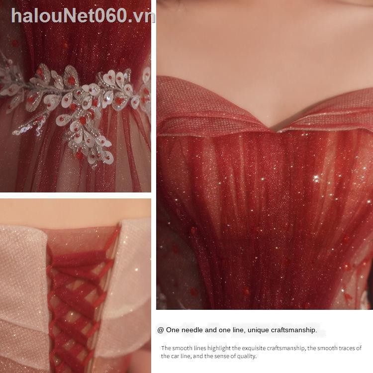 Đầm cô dâu màu đỏ rượu vang thiết kế thời trang 2020