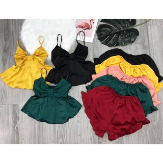 SÉT BỘ ĐỒ NGỦ ĐÙI 2 DÂY LỤA SATIN CỰC HOT