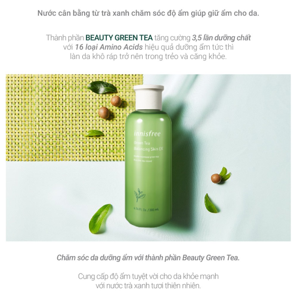 Nước Hoa Hồng 💕 Toner 💕 Innisfree Trà Xanh Green Tea Balancing Skin EX 200ml