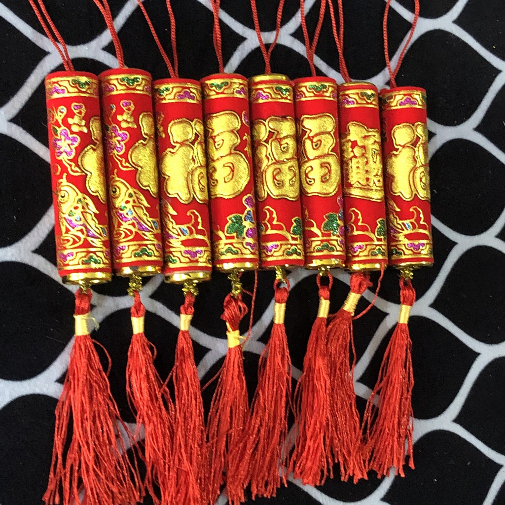 Bộ 8 pháo giả treo cành mai đào trang trí tết