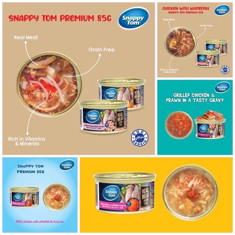 Pate lon Snappy Tom Premium lon 85g loại cao cấp nguyên thịt 100% phù hợp cho mèo mọi lứa tuổi - Thaivucattery