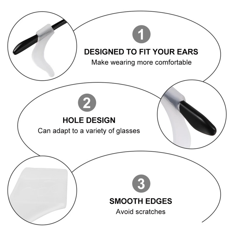 1 Cặp Giá Đỡ Mắt Kính Chống Trượt Bằng Silicon Màu Trắng/Đen Có Móc Tai Dùng Khi Chơi Thể Thao