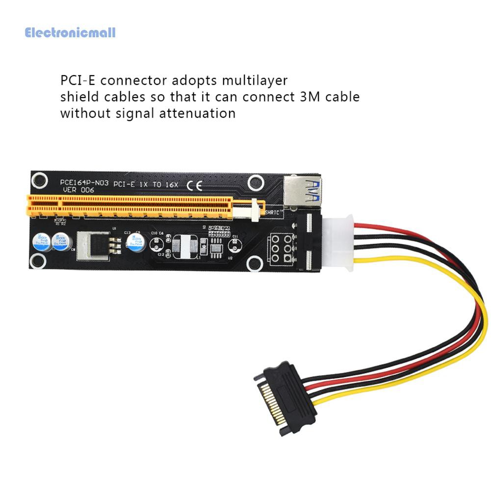 Bản tiếp hợp GPU Extender Nguồn 15-Pin đến 4 PinPCIe Riser VER006 PCI-E 1x sang 16x