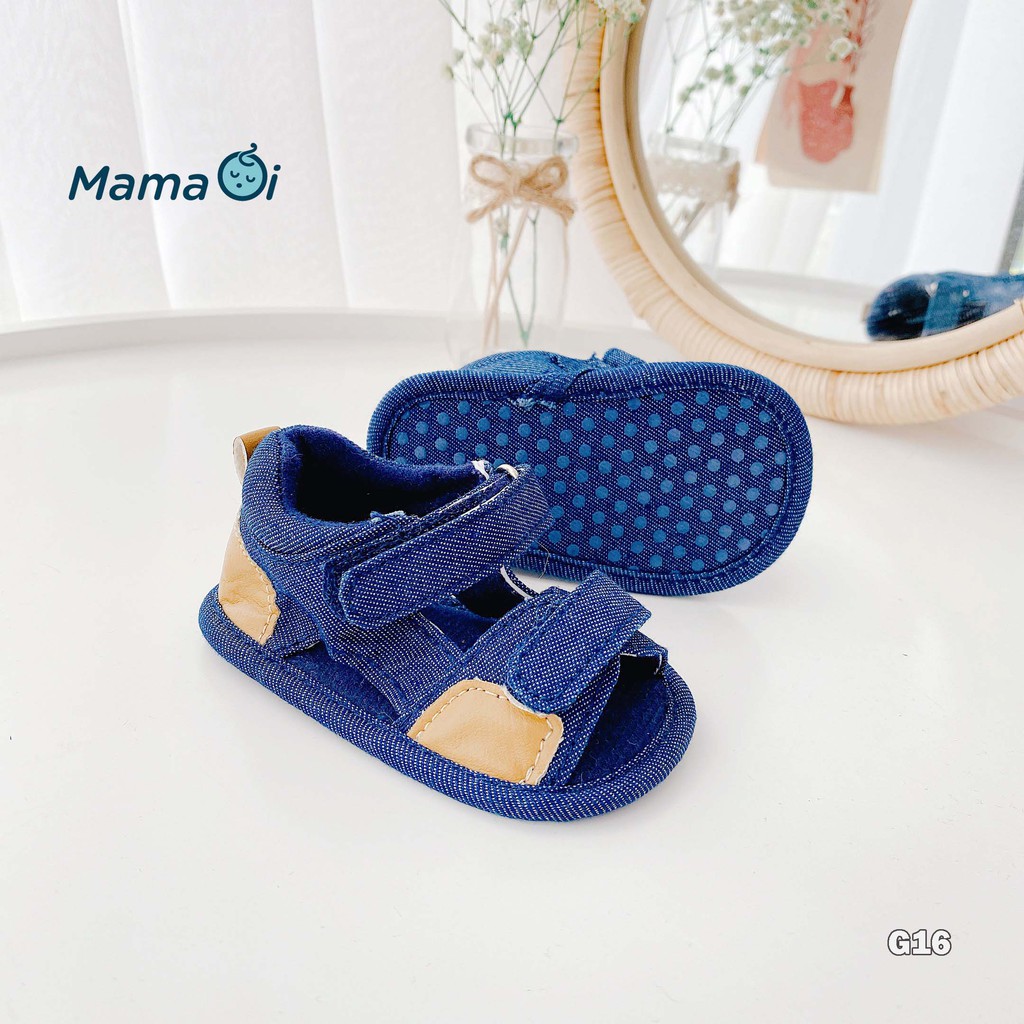 G16 Giày tập đi cho bé dép tập đi sandal đế vải mềm nhẹ 2 quai dễ mang cho bé, màu xanh của Mama Ơi - Thời trang cho bé