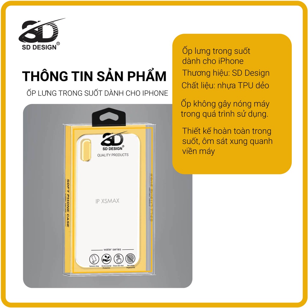 ⚡Cao Cấp⚡ỐP Lưng Trong Suốt SD Design TÁO ĐÓNG HỘP CAO CẤP DÀNH CHO IPhone 6 6s 7 8 Plus X Xs Max 11 Pro Max Xr 12 13 14