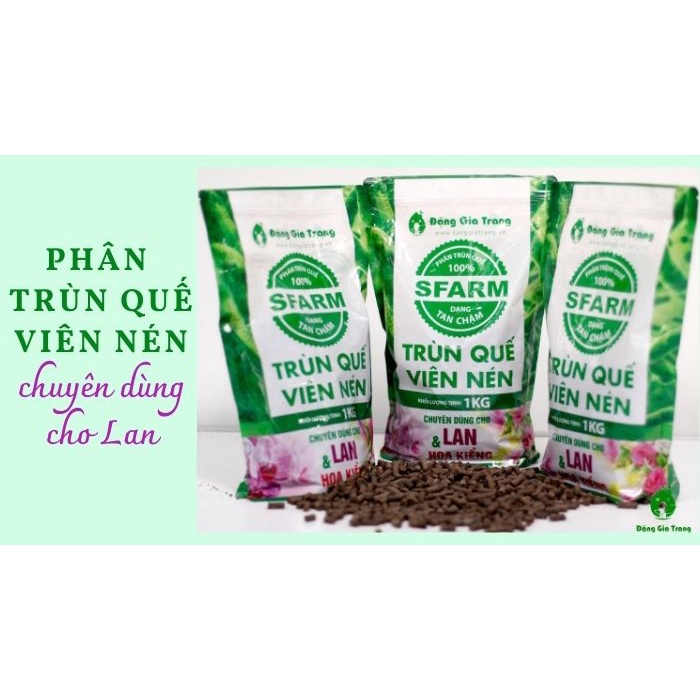 Phân trùn quế viên Sfarm cho lan và hoa kiểng Bịch 1kg