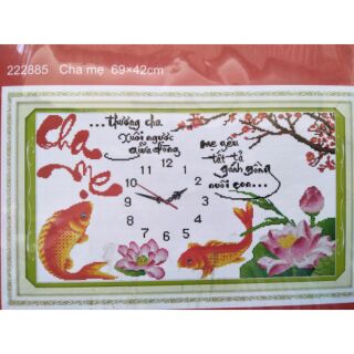 Tranh thêu đồng hồ cha mẹ 222885