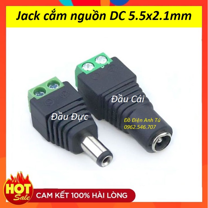 Bộ Jack cắm nguồn chân nguồn DC 5.5x2.1mm loại cài dây vặn vít