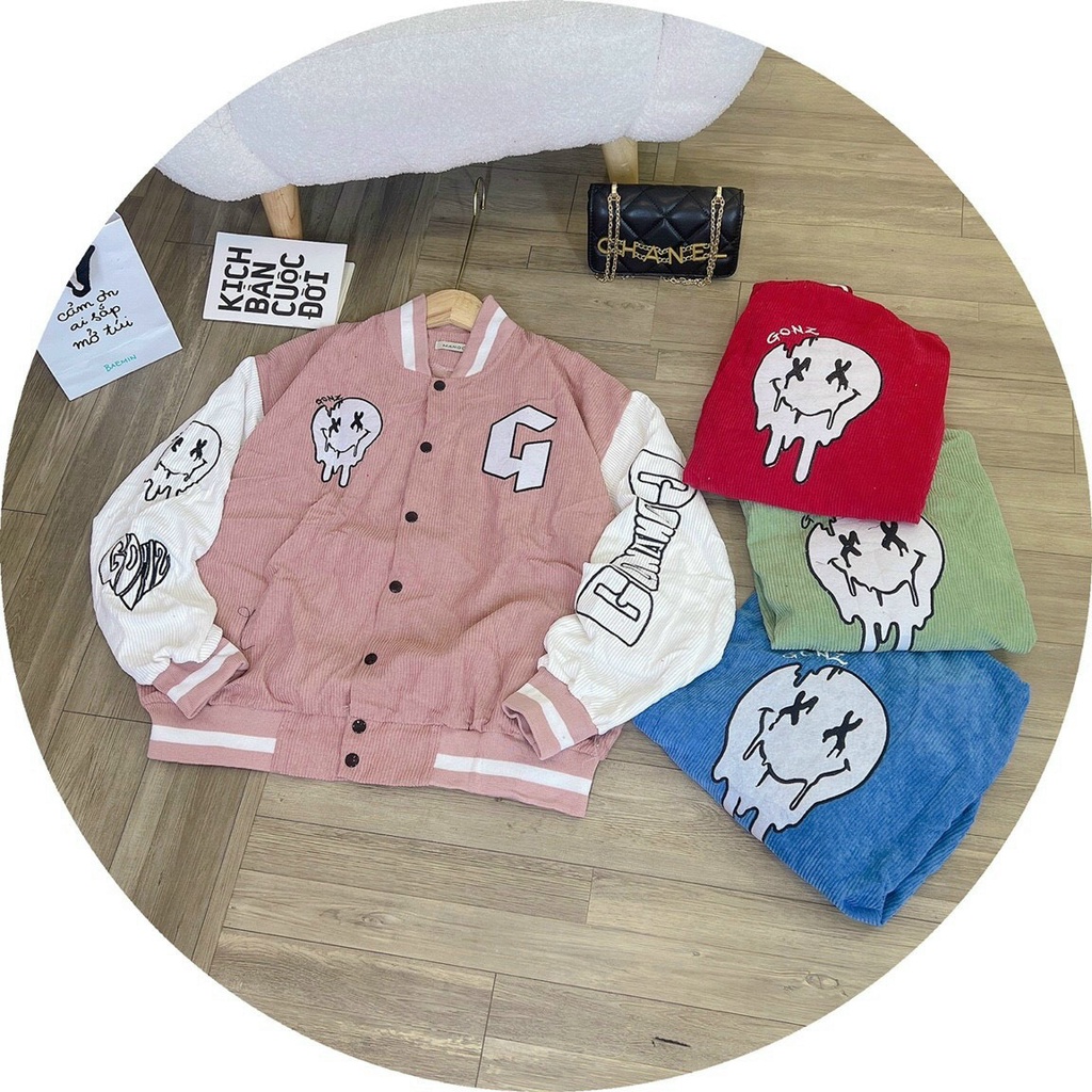 Áo Khóac Nhung Tâm Jacket Varsity Form Rộng